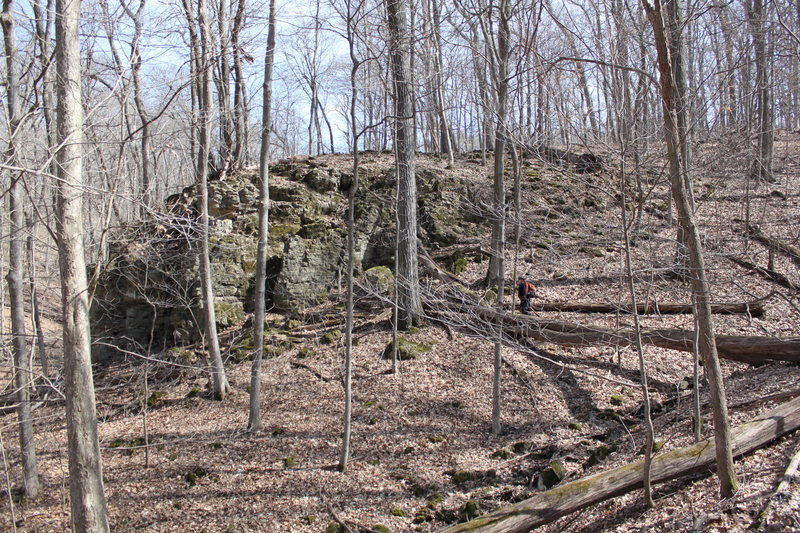 Early Springtime view of Pequod from the trail that begins near the camp ground entrance.
