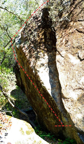 climb the awesome overhanging wall on the left side here above the poison oak. It goes away in winter :)