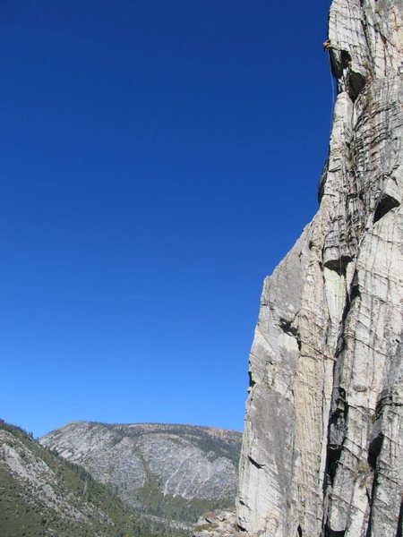 Catching some exposure above the second belay.