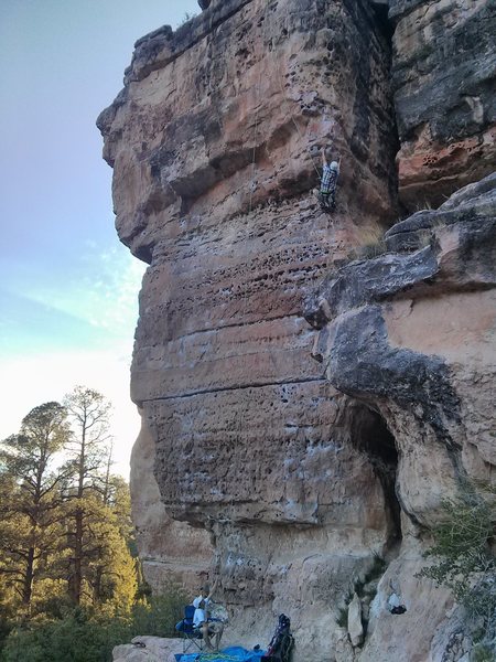 Cameron belaying Ross in comfort