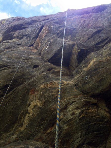 The first few bolts, and the crux. Note: it's not over right away, though. I found most of the climb, save for the easy jaunt to the anchors, to be a bit tenuous.
