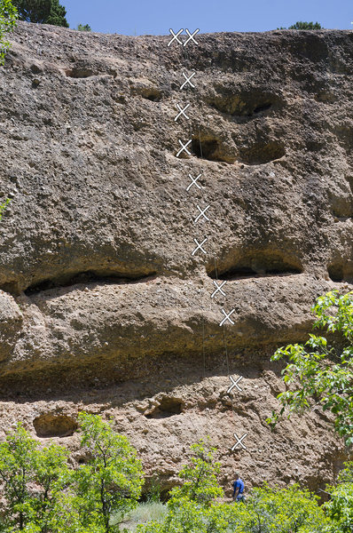 Route follows the line of bolts shown.