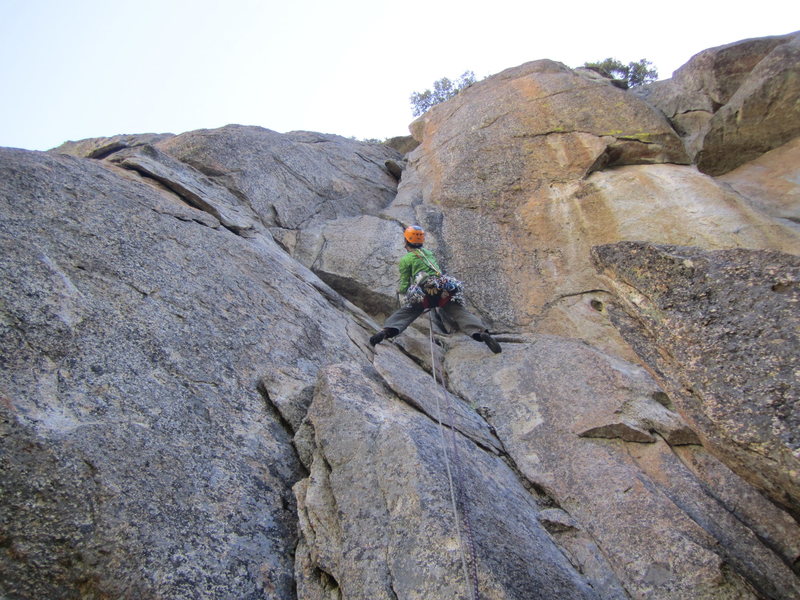 buttshot on P2, awesome dihedral up the 5.9 variation, riddled with old pins!