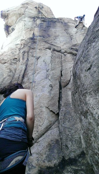 Time, Kosmos Wall. The route actually is slightly left of the climber in the photo, he got off route here searching for easier terrain.