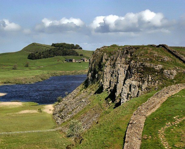Part of Crag Lough and the Roman Wall,Northumberland. Up to 100 climbs on these crags.