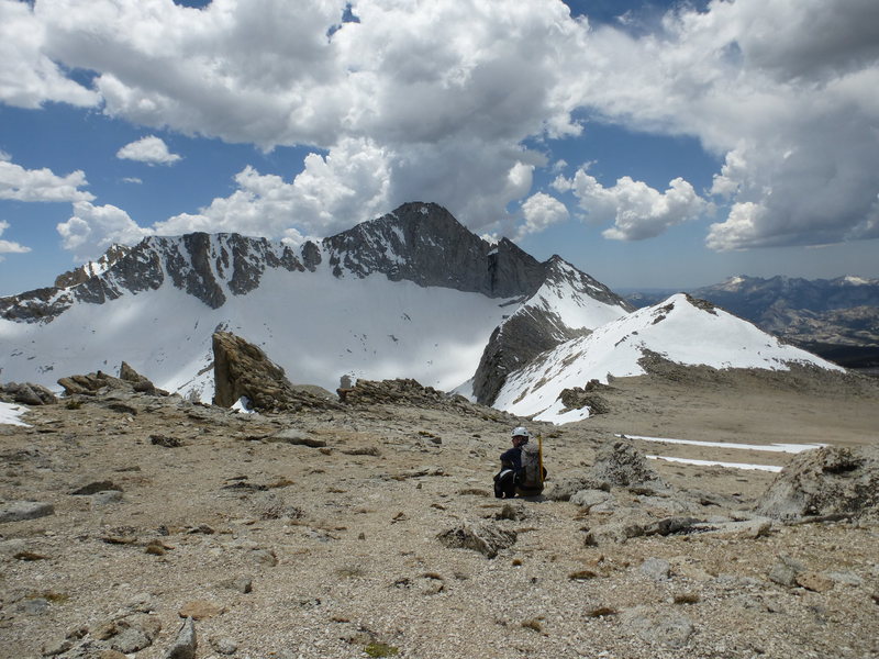 Jeff enjoying view of Mt. Conness North Face and North Ridge. Gotta do the North Ridge route soon.