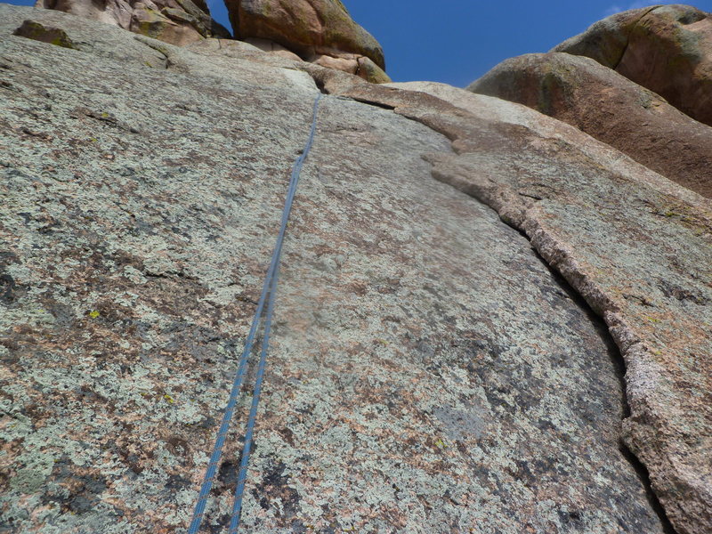 The crack with the notch you climb into at the top.