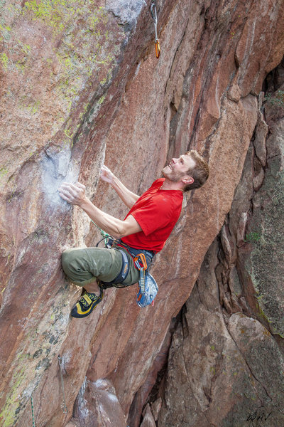 Jimmy pulling onto the bone, 6/12/14.<br>
<br>
Climbing photography by:<br>
vandiverphoto@gmail.com.