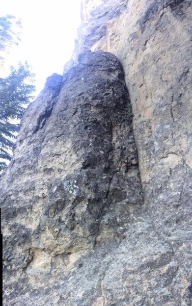 5.8, up the arete of the buttress