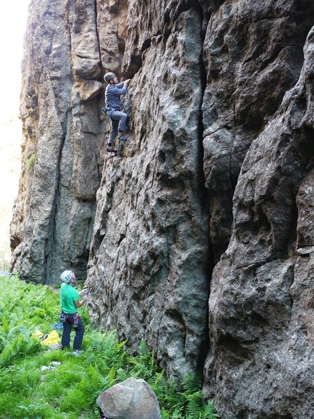 Baker climbing this fun route