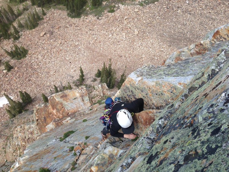 Rox cruising up to the 4th belay after the sweet finger crack