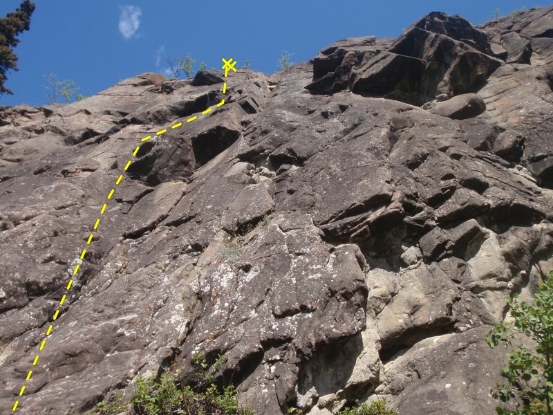 Red Road climbs the left most sport route at the wall.