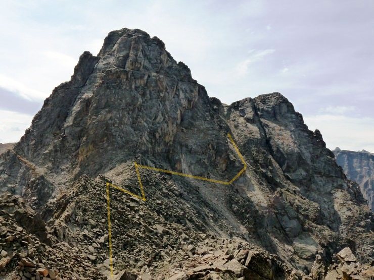 The traverse of the West Face . . . go to the second gully.