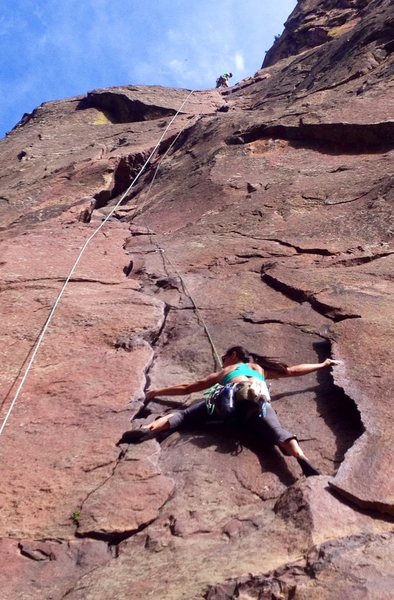 Climbing top roped.