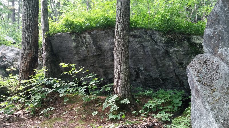 The one right along the trail. It has an unfortunate moat guarding this side. The opposite side has some good moderates