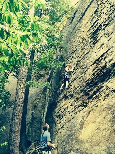 When you're climbing with a friend who has permission to climb at roadside, you HAVE to go get after it. :)