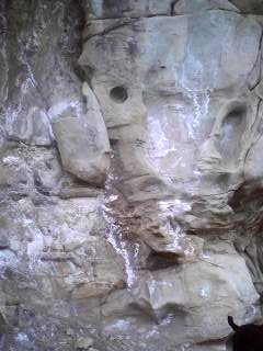 Face below crack.