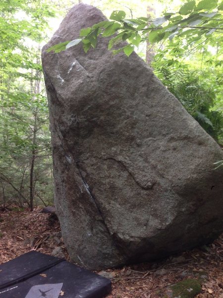 Easy right arete. The start of One Night Sit is visible on the left.