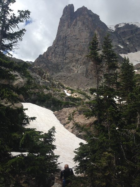 Hiking out after the Spriral Route on Notchtop in RMNP.