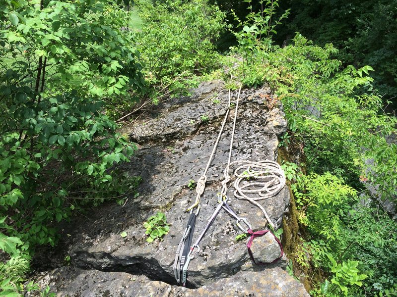 Technical rigging on top of the Ampitheatre Boulder set for Wild Iris and Black Lung.