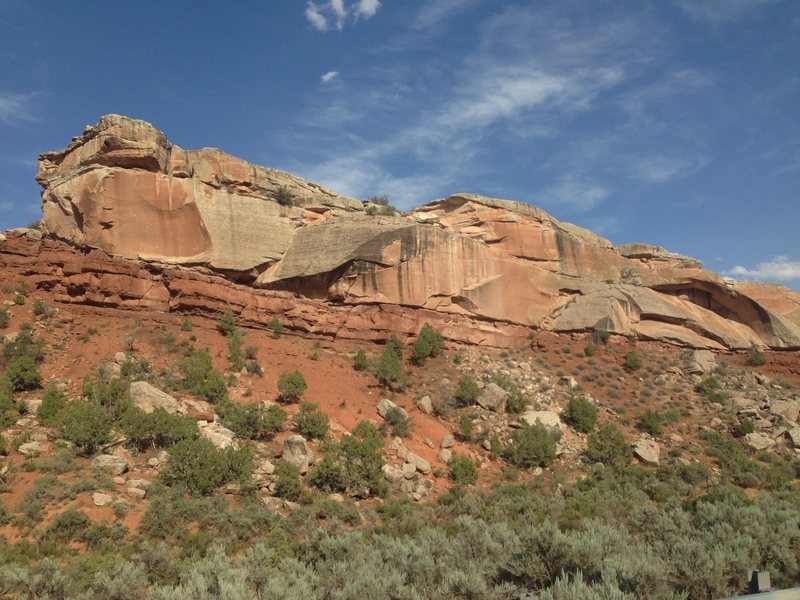 Roadside Formation as seen from 191 (heading south) look for the Simplot Vernal Mine sign right across from the bridge