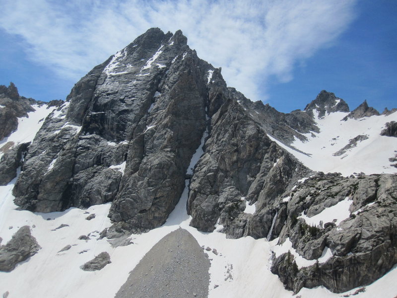 Mount Wister in early July. Veiled peak can be seen in the background to the right.