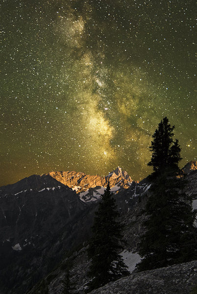 The Grand Teton and the milky way photographed from the CMC camp on Mount Moran. <br>
http://www.ancientskys.com/