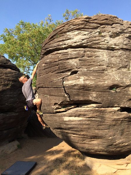 "Kansas bouldering?" Ray Weber boulders at Rock City near I-70 in Kansas.