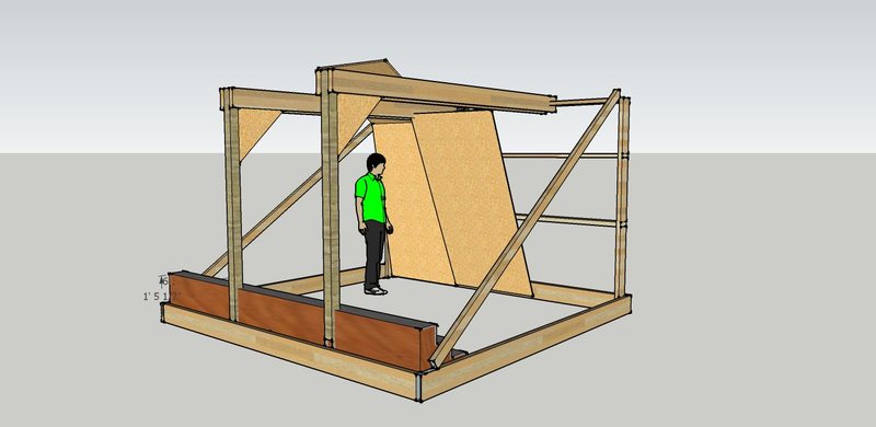 Here's the right front view, the gap up there is to add one more panel. I'll probably start with just 1 panel and expand as money permits.