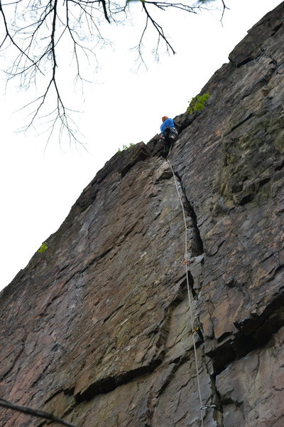 My first lead on Unconquerable. (Don't mind the number of gear placements through the crux...)