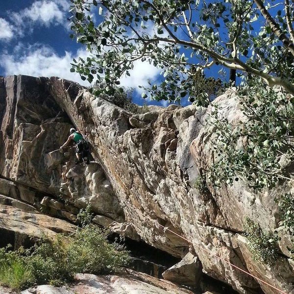 Cool pic of me leading "Overhangutang"... tricky moves if you get pumped too early!