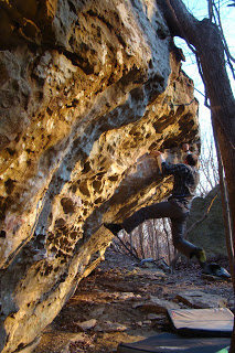 A local climber sends Formaldehyde on a beautiful evening. Photo credit The iLlustrated Man