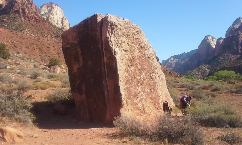 Drilled pocket boulder.