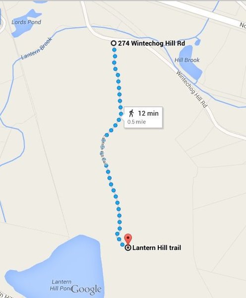 Approach Trail -- Bear Right at the Fork to go onto the Red Arrow Trail. Don't go up the Blue blaze trail