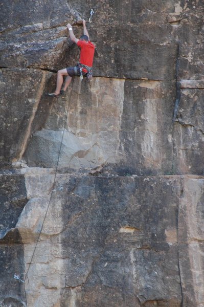 Just before the crux.<br>
<br>
Photo by: Tim Kuss.