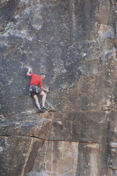 Just after the crux.<br>
<br>
Photo by: Tim Kuss.