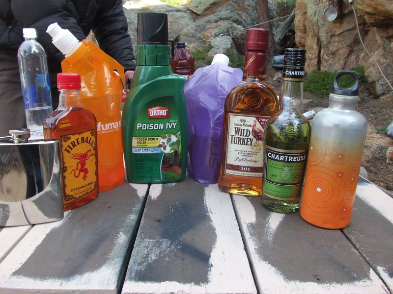 ... pick your poison! Scotch, Fireball, Wild Turkey, Tequila, Pastis, Chartreuse, and Bailey's.