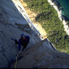 Joe T  high on a beautiful 5.10 corner with Casey Shaw.<br>
1995