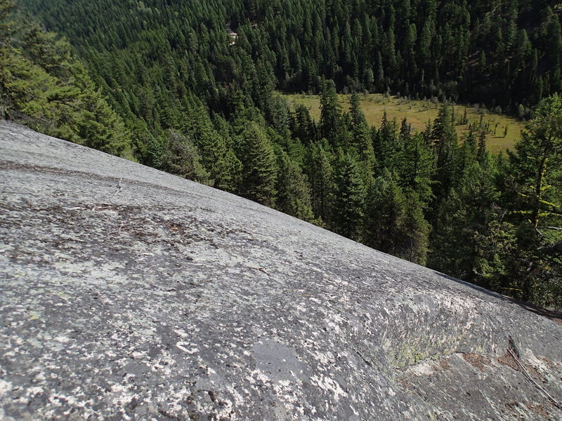 View down The Shield with Goodrich "lake"/bog below and the Forest Service Rd in the distance on the upper left.