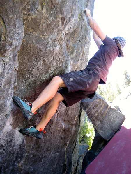 Small crimps at hand, just a couple more move to the top of Crimp Ladder, V7