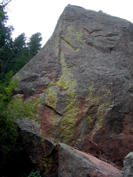 This is on the Argonaut, at the bottom of the drainage in Skunk Canyon. The route is the pretty East Side, 11+, 6 bolts.