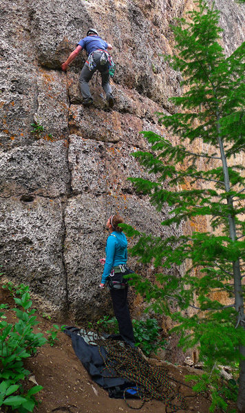 Climber on Snake Flake.
