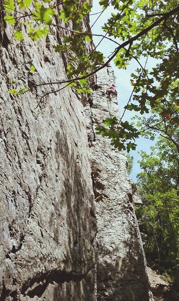 Stephen Gill near the top of Italian Arette (5.6)