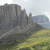 Sella Towers from Steinerne Stadt. The "Locomotiv" formation stands out well at base of 1st Sella Tower.
