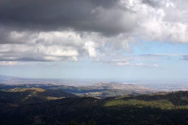 Lake Arrowhead and the High Desert from the Keller Peak fire lookout, San Bernardino Mountains