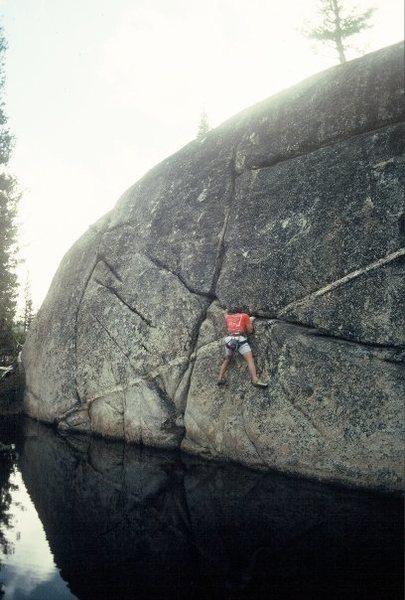Scott Cole soloing "Creature from the Black Lagoon" (5.10c), 1987.