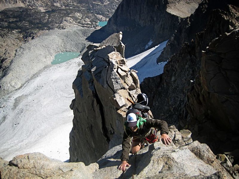 Summit climb to Polemonium in the Palisades, Eastern Sierra.