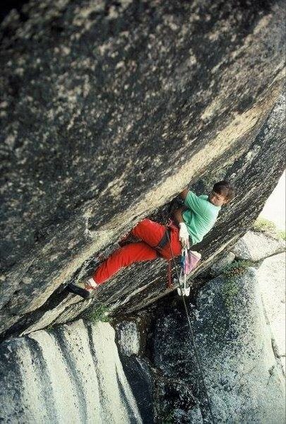 Attempting to lead the Back Breaker Roof in 1989. Photo: Blitzo.