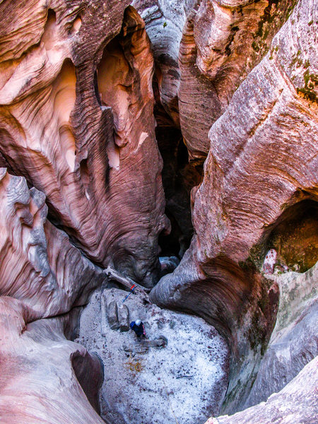 There's more to Zion than climbing. The first drop of many in a typically beautiful Zion canyon.