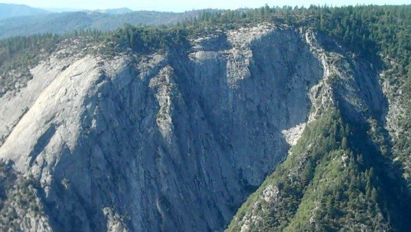 Bald Rock Dome can just be seen on the far left. The, much taller, wall in the middle only has one or two known routes to the top. Lots of unclimbed rock in these canyons.